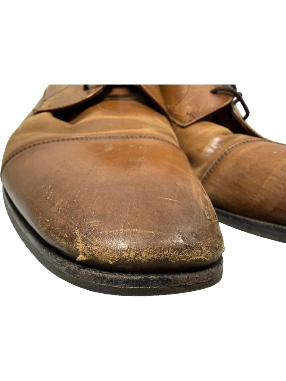 Aldo Flex Square Cap Toe Oxford Cognac Brown Leather Dress Shoes Mens 12 Lace Up